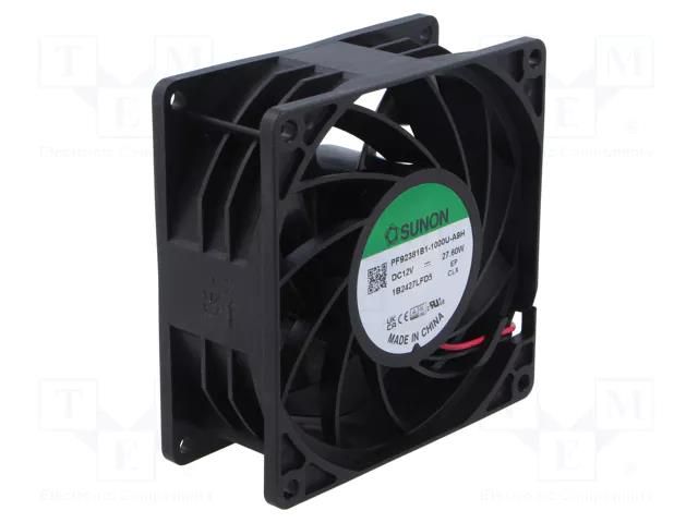 Fan: DC; axial; 12VDC; 92x92x38mm; 234.63m3/h; 68.5dBA; ball; 24AWG SUNON PF92381B1-A9H