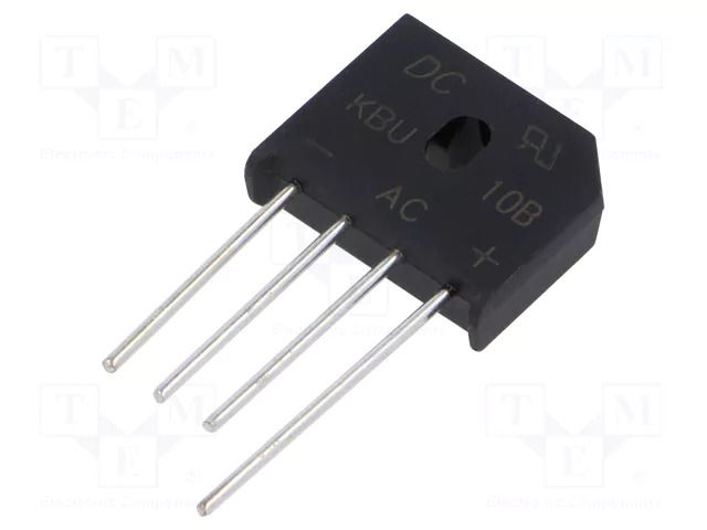 Bridge rectifier: single-phase; Urmax: 100V; If: 10A; Ifsm: 200A DC COMPONENTS KBU10B-DC