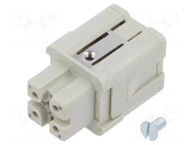 Connector: HDC; contact insert; female; 10A; 400V; Han® A; PIN: 4 HARTING 09200035101