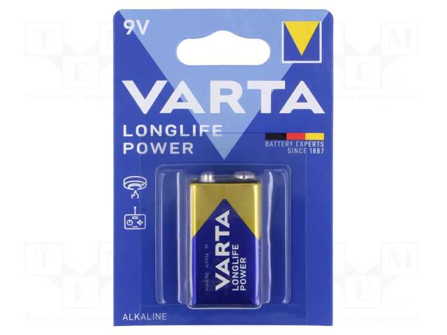 Battery: alkaline; 6F22; 9V; non-rechargeable; 1pcs. VARTA BAT-6LR61/VLP