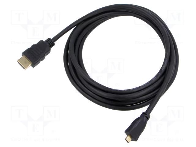 Cable; HDMI plug,micro HDMI plug; PVC; Len: 1m; black; Core: CCS Goobay GOOBAY-74432