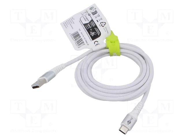 Cable; USB 2.0; USB A plug,USB C plug; 2m; white; silicone; 60W; 3A GOOBAY GOOBAY-74531