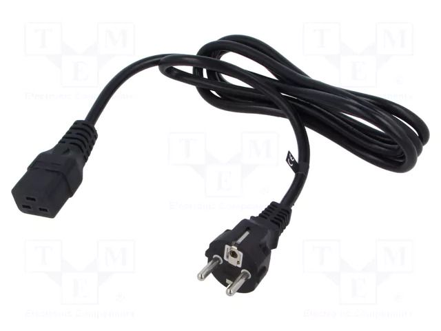 Cable; 3x1.5mm2; CEE 7/7 (E/F) plug,IEC C19 female; PVC; 2m; 16A POS POSAC-C19-16/EU20