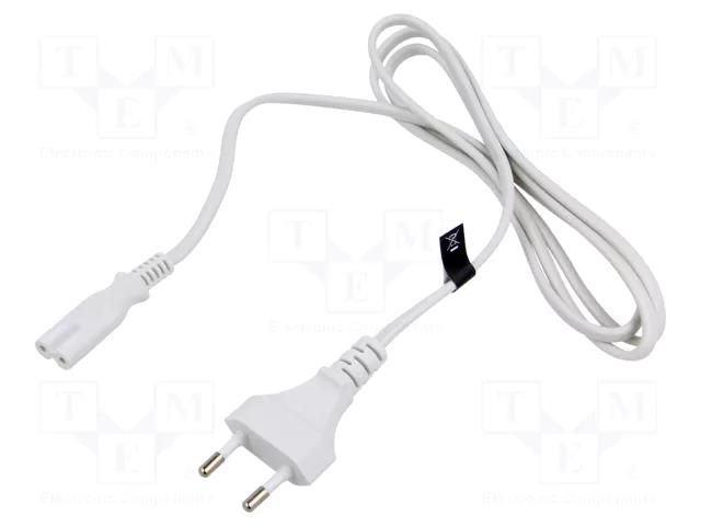 Cable; 2x0.75mm2; CEE 7/16 (C) plug,IEC C7 female; PVC; 1.5m POS POSAC-C7EU15WH