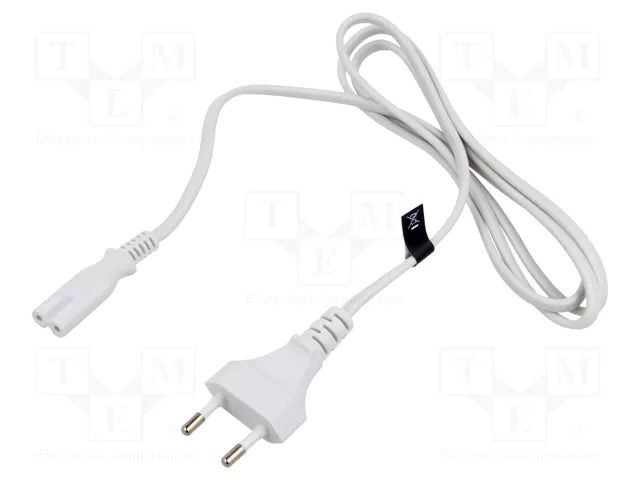 Cable; 2x0.75mm2; CEE 7/16 (C) plug,IEC C7 female; PVC; 1.5m POS POSAC-C7EU15WH