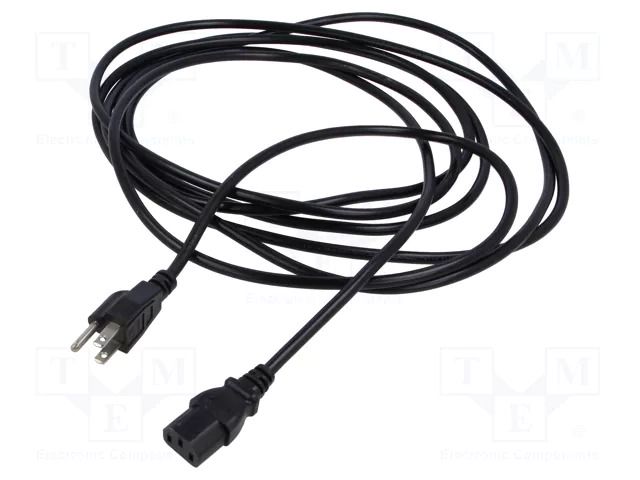 Cable; 3x0.75mm2; IEC C13 female,NEMA 5-15 (B) plug; PVC; 5m LIAN DUNG SN48-3/07/5BK