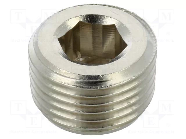 Accessories: screw plug; R 1/2" external; nickel plated brass PNEUMAT 3025-1/2