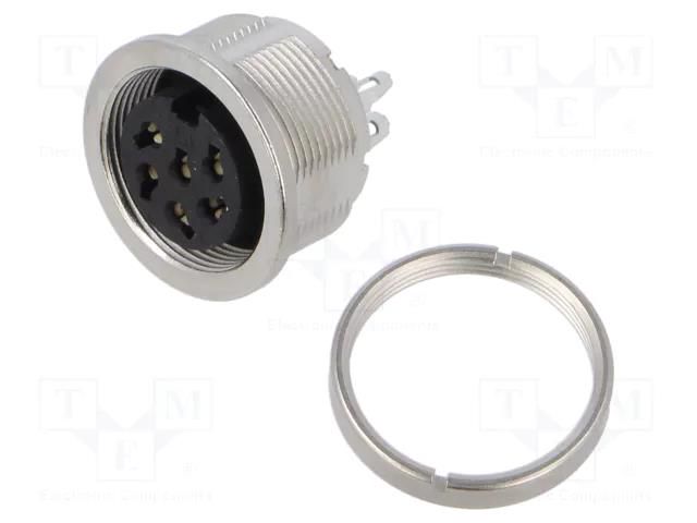 Connector: M16; socket; female; 5A; 250V; PIN: 6; IP67; soldering BINDER 09-0124-00-06
