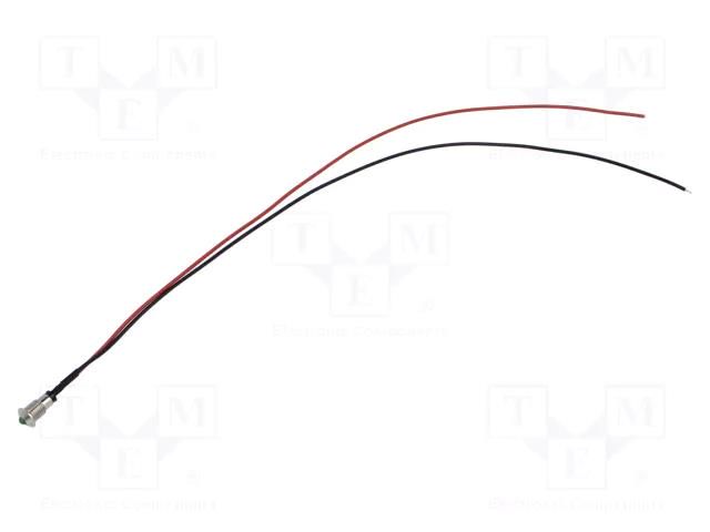 Indicator: LED; prominent; green; 2.1VDC; Ø6mm; MPC; cables; 300mm BIVAR MPC3GDW12.0