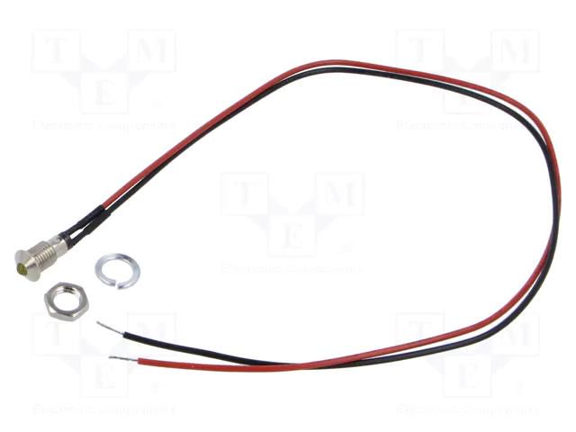 Indicator: LED; prominent; yellow; 2VDC; Ø6mm; MPC; cables; 300mm BIVAR MPC3YDW12.0