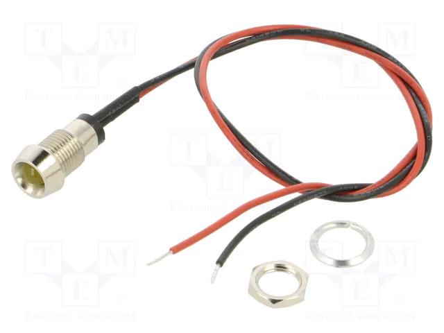 Indicator: LED; recessed; yellow; 2VDC; Ø8mm; MPR; cables; 300mm BIVAR MPR5YDW12.0