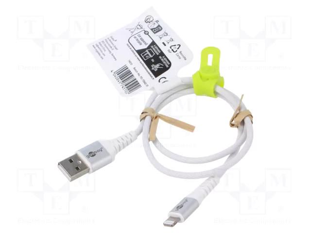 Cable; USB 2.0; Apple Lightning plug,USB A plug; 0.5m; white Goobay GOOBAY-74510