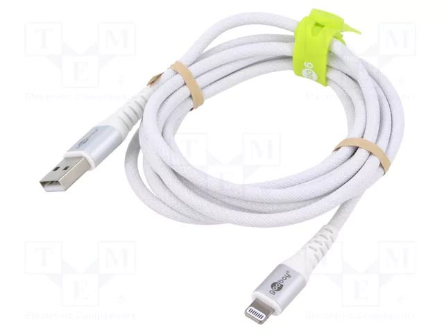 Cable; USB 2.0; Apple Lightning plug,USB A plug; 2m; white; 60W GOOBAY GOOBAY-74512