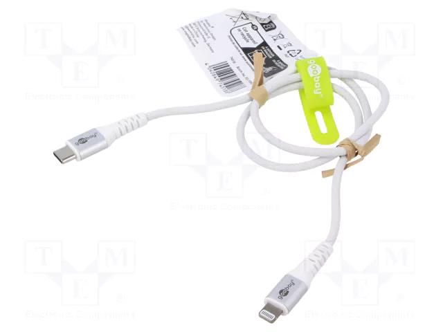 Cable; USB 2.0; Apple Lightning plug,USB C plug; 0.5m; white Goobay GOOBAY-74518
