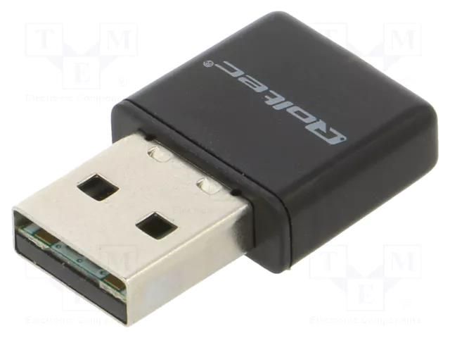 PC extension card: WiFi network; USB A plug; USB 2.0; black QOLTEC QOLTEC-56986