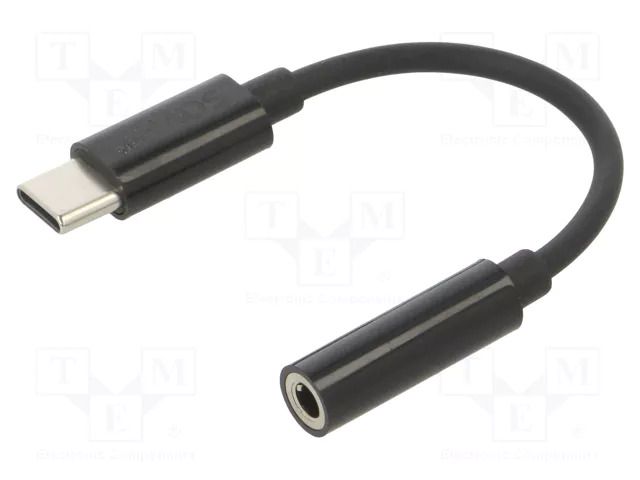 Cable; USB 3.1; Jack 3.5mm socket,USB C plug; 0.12m; black SAVIO SAVAK-74