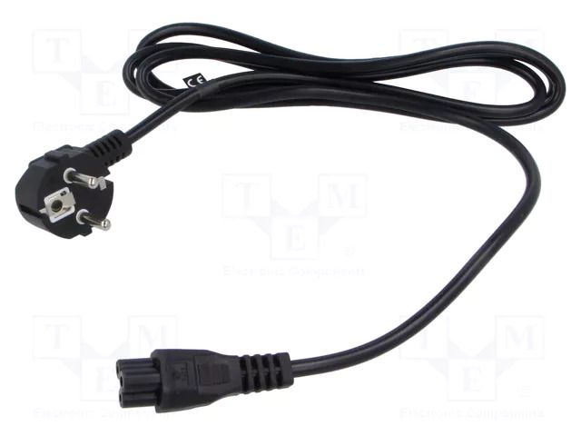 Cable; 3x0.75mm2; CEE 7/7 (E/F) plug angled,IEC C5 female; PVC POS POSAC-C5-EUL18