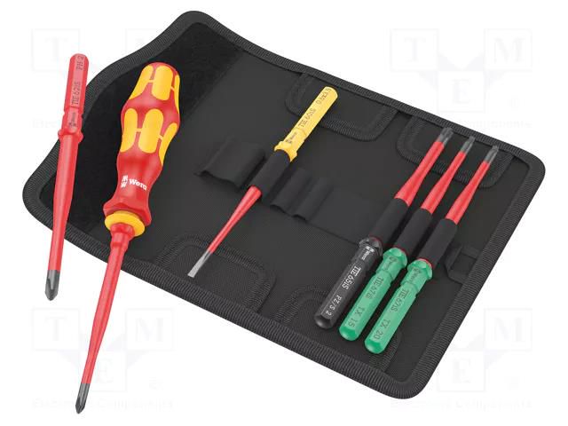 Kit: screwdrivers; insulated,slim; 1kVAC; Kraftform Kompakt VDE WERA WERA.05006603001