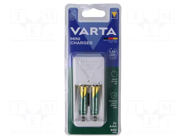 Charger: for rechargeable batteries; Size: AA,AAA,R3,R6 VARTA MINI-CHARG/2XAAA