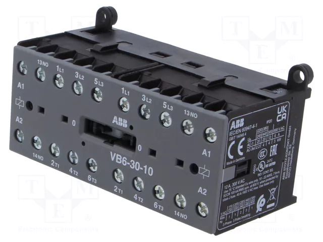 Contactor: 3-pole; NO x3; Auxiliary contacts: NO; 220÷240VAC; 20A ABB VB6-30-10-80