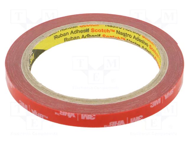 Tape: fixing; W: 9mm; L: 5.5m; Thk: 0.4mm; acrylic; grey; 31N/cm 3M 3M-040GF-9-5.5