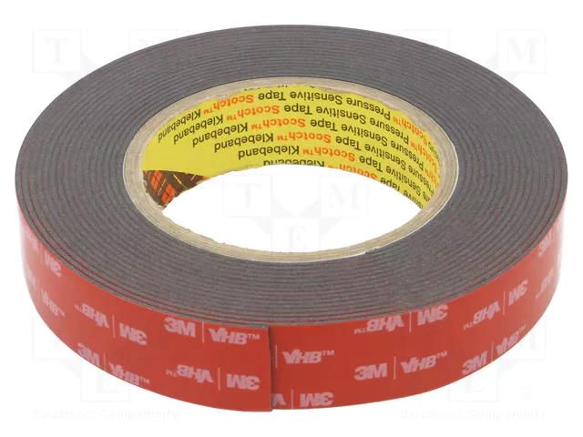 Tape: fixing; W: 25mm; L: 5.5m; Thk: 1.6mm; acrylic; black 3M 3M-5962-25-5.5