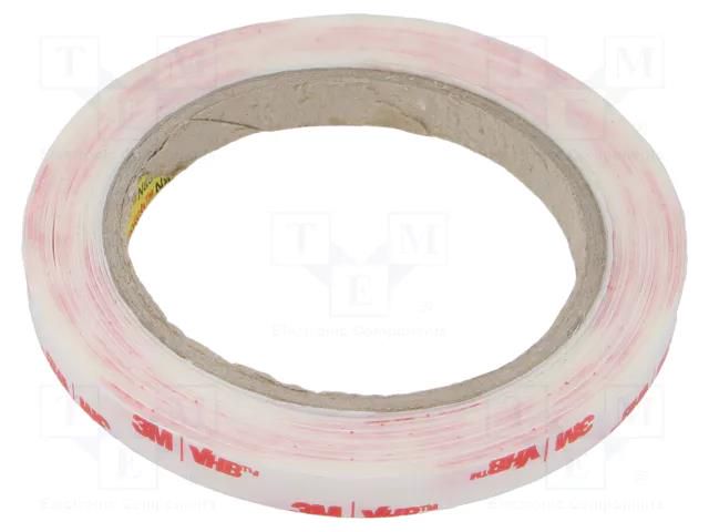 Tape: fixing; W: 9mm; L: 5.5m; Thk: 0.6mm; acrylic; white; -35÷90°C 3M 3M-4930P-9-5.5