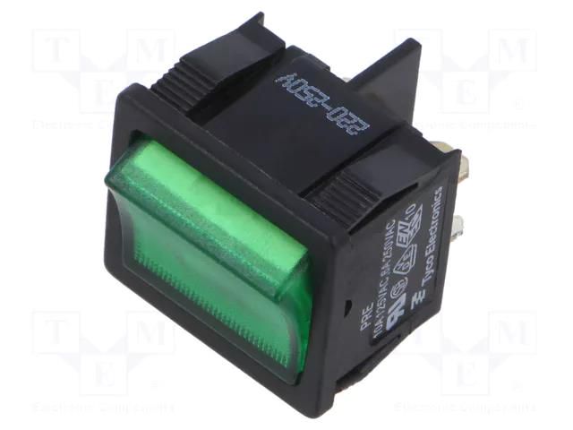 ROCKER; DPST; Pos: 2; ON-OFF; 6A/250VAC; green; PR; Rcont max: 50mΩ TE Connectivity 1634200-9