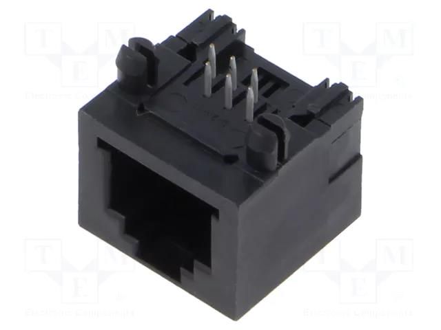 Connector: RJ12; socket; PIN: 6; 6p6c; on PCBs,PCB snap; THT ADAM TECH MTJ-66ARX1-A