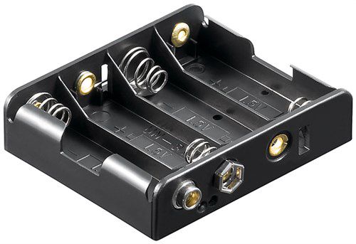 4x AA (Mignon) Battery Holder, Push on, black - Push on 11448