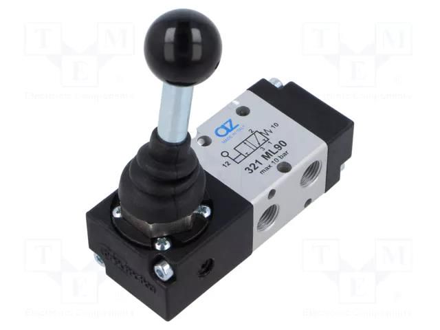 Mechanical valve; -0.9÷10bar; 3/2 NC; Thread: G 1/8"; 550l/min PNEUMAT 321-ML90