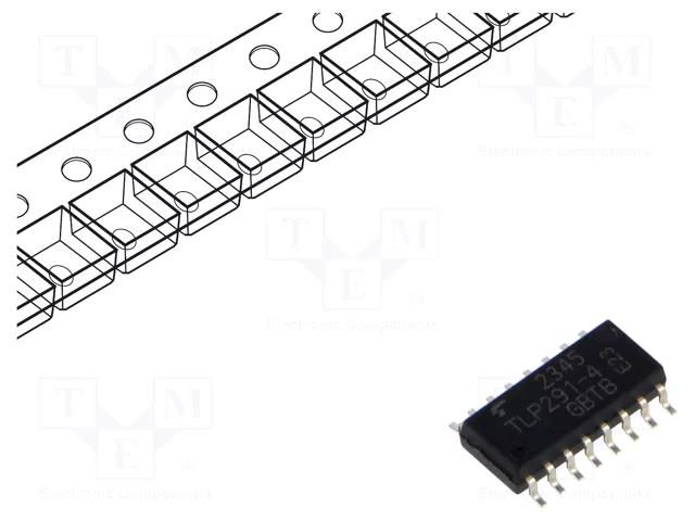 Optocoupler; SMD; Ch: 4; Uinsul: 2.5kV; Uce: 80V; SO16; 50mA TOSHIBA TLP291-4-GB-TP.E-T