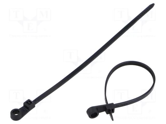 Cable tie; with fixing lugs; L: 150mm; W: 3.6mm; black; polyamide TIE10 TTF3.6X150/BK