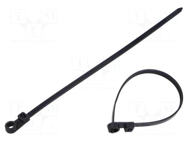 Cable tie; with fixing lugs; L: 200mm; W: 4.6mm; black; polyamide TIE10 TTF4.6X200/BK