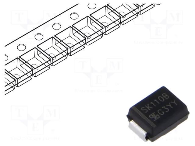 Diode: Schottky rectifying; SMB; SMD; 100V; 1A; reel,tape TAIWAN SEMICONDUCTOR SK110B-TSC