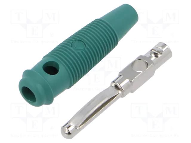 Connector: 4mm banana; plug; 16A; 60VDC; green; 3mΩ; 1.5mm2; 59.5mm HIRSCHMANN T&M VQ20GN