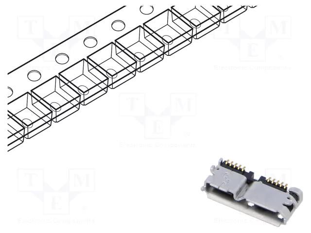 Connector: USB B micro; ZX360; PIN: 10; USB 2.0 HIROSE ZX360D-B-10P-30