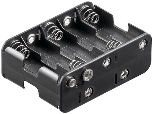 10x AA (Mignon) Battery Holder, black - Push on 11469