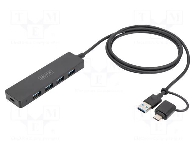 Hub USB; USB A socket x4,USB A plug,USB C socket,USB C plug DIGITUS DA-70236