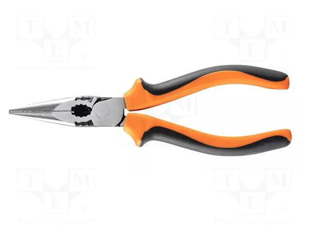 Pliers; straight,half-rounded nose,universal,elongated; 160mm NEO TOOLS NEO-01-154