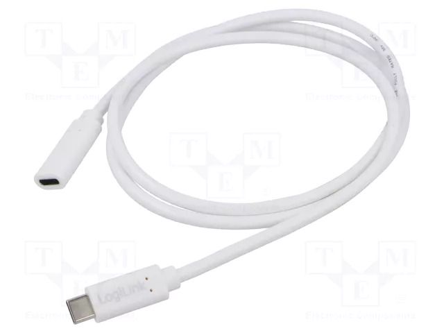 Cable; High Speed,USB 2.0; USB C socket,USB C plug; 1m; white LOGILINK CU0220