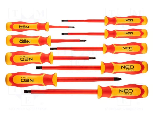 Insulated,slim; Phillips,Pozidriv®,slot; 1kVAC; 9pcs. NEO TOOLS NEO-04-143