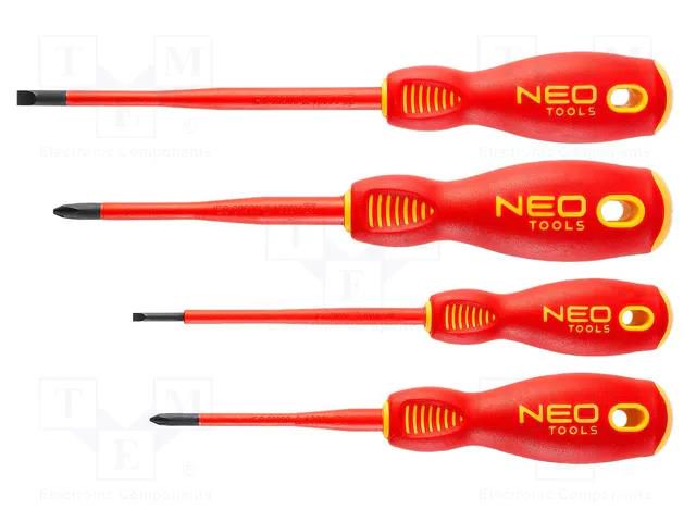 Kit: screwdrivers; insulated,slim; 1kVAC; Phillips,slot; 4pcs. NEO TOOLS NEO-04-144