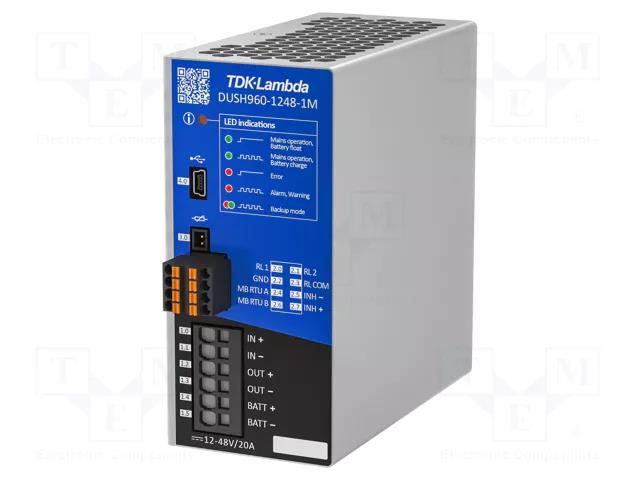 Module: buffer; for DIN rail; 960W; 12÷48VDC; 20A; 12÷48VDC; 98% TDK-LAMBDA DUSH960-1248-1M