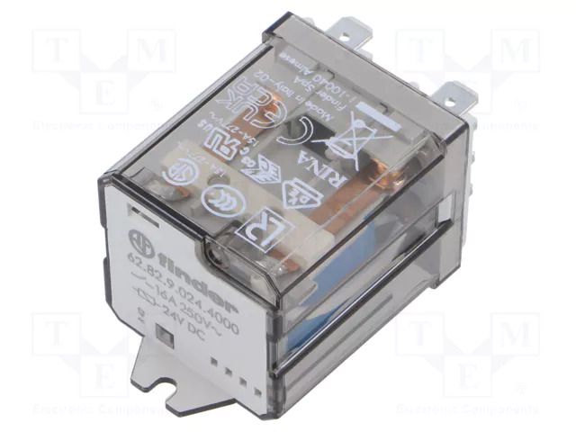 Relay: electromagnetic power; DPDT; Ucoil: 24VDC; Icoil: 54mA; 445Ω FINDER 62.82.9.024.4000