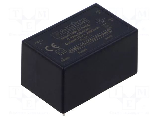 Converter: AC/DC; 10W; Uin: 85÷305VAC,100÷430VDC; Uout: 15VDC; 84% AIMTEC AMEL10-15S277HAVZ