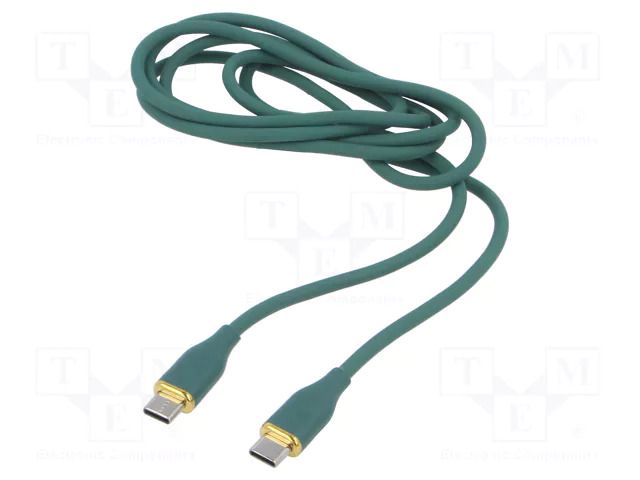 Cable; USB 2.0; USB C plug,both sides; 1.5m; green; silicone; 60W GEMBIRD CC-USB2S-CMCM1.5G