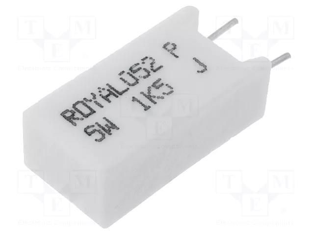 Resistor: wire-wound; cement; vertical,THT; 1.5kΩ; 5W; ±5% ROYALOHM AX5WV-1K5