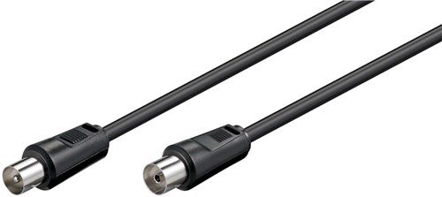 Antenna Cable (<70 dB), Double Shielded, 10 m, black - coaxial plug > coaxial socket 11564