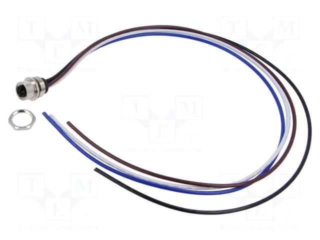 Connector: M12; socket; female; 16A; 63V; PIN: 4; IP67; straight LUTRONIC 1220-04L-T16CW-05M